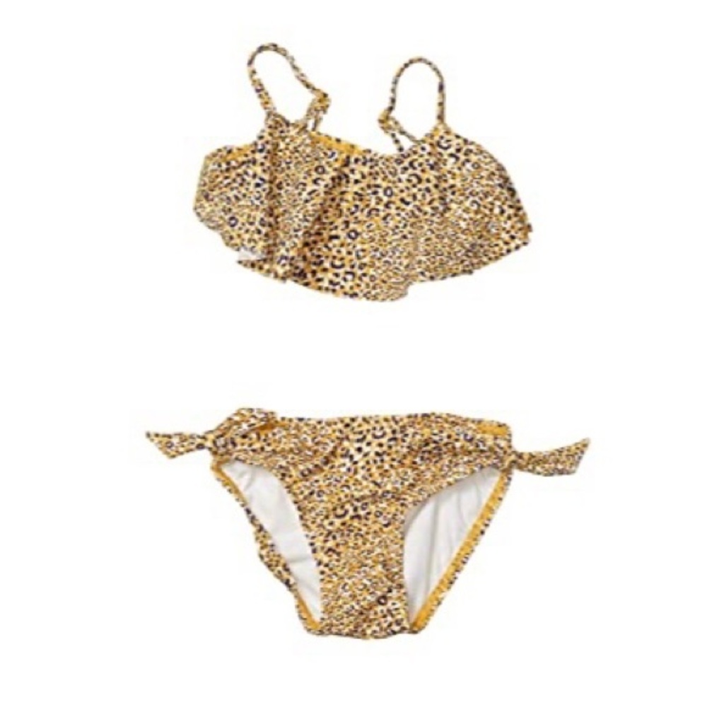 NWT! SEAFOLLY Mini Me Leopard Ruffle Bikini